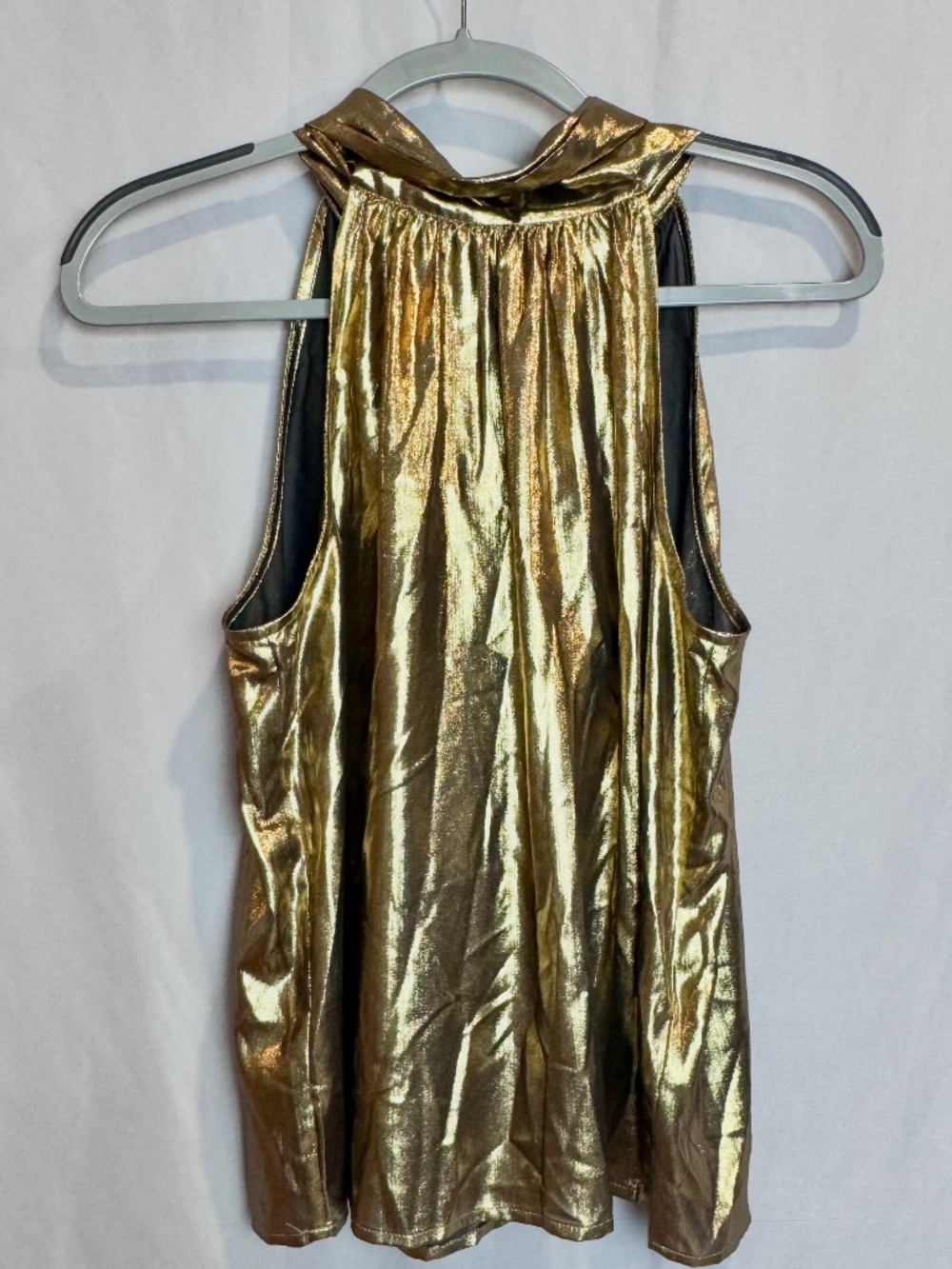 NWT J.Crew "Halter Top with Necktie in Gold Lamé" – Women's Size Small